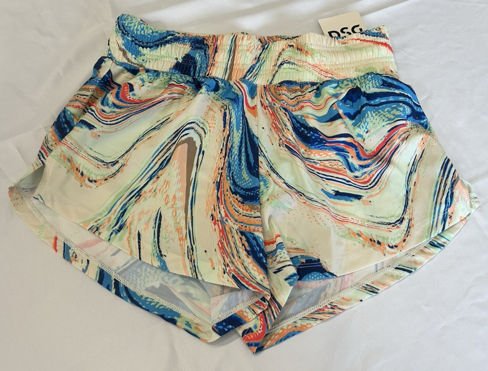 DSG High Rise Stride Shorts XS Amped Up Multi Marble Print NWT Athletic Running